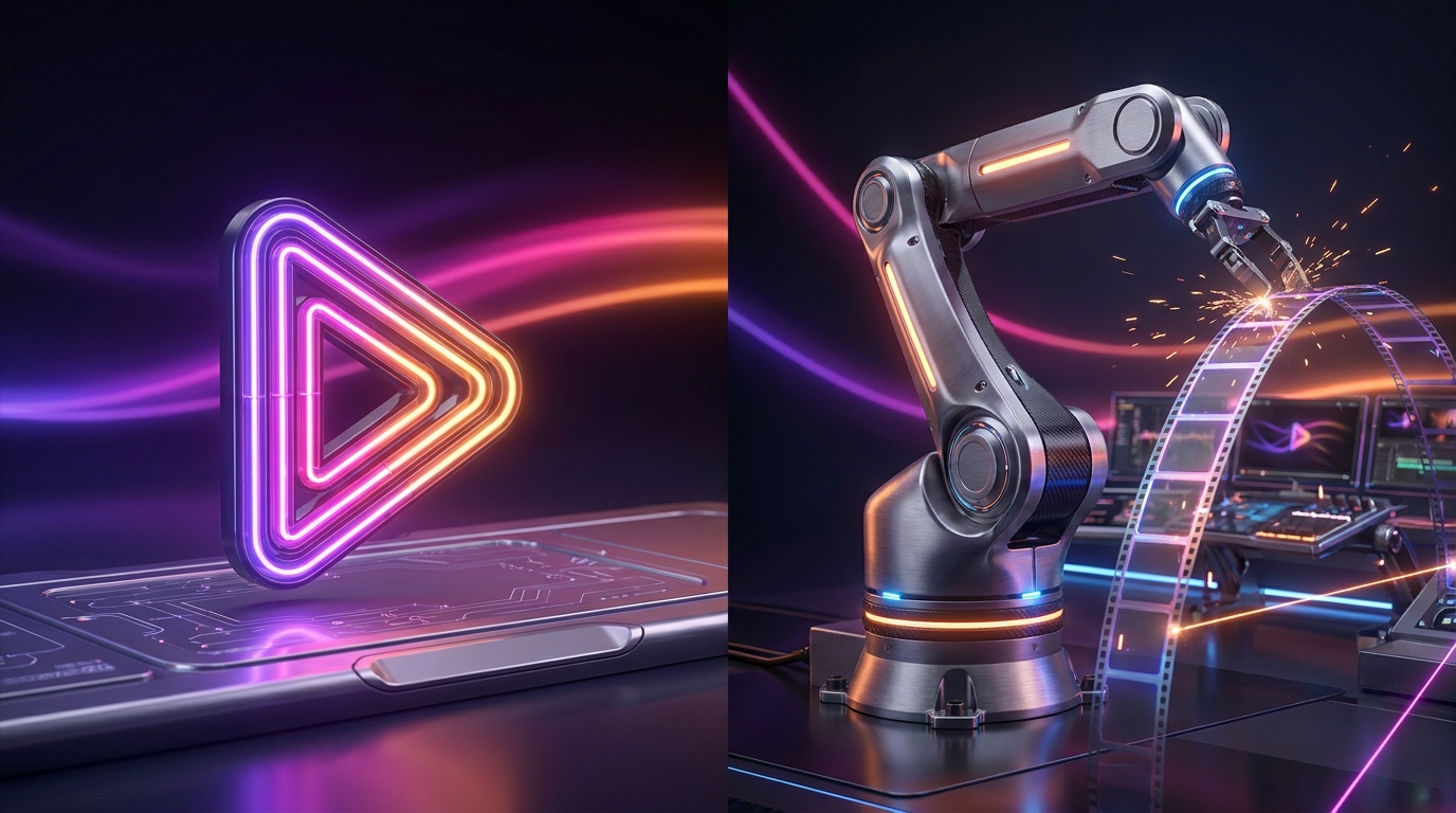 Comparação visual de inteligência artificial editando vídeos com cores neon