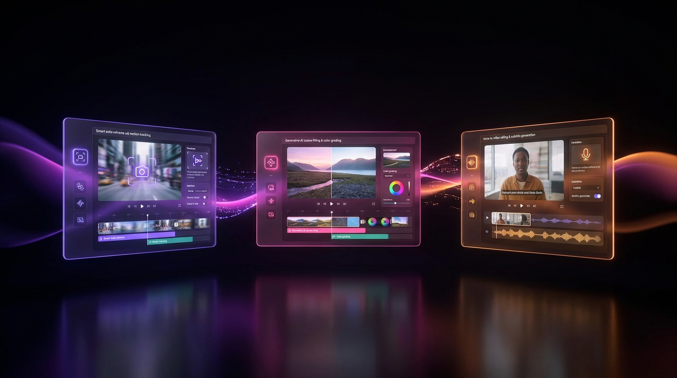 Comparativo visual de interfaces de inteligência artificial para edição de vídeo